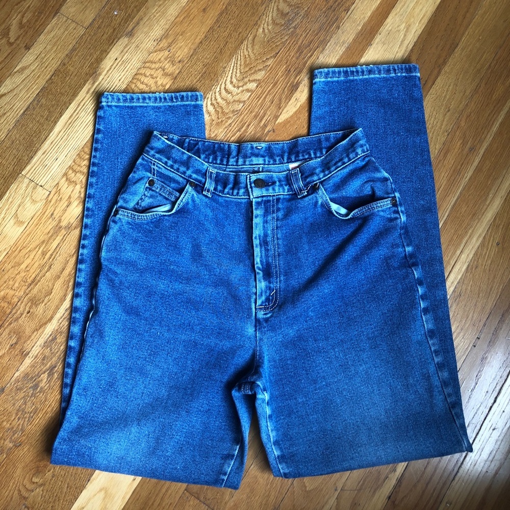 Vintage Levi’s 573 high waisted mom jeans tapered leg white tag medium wash